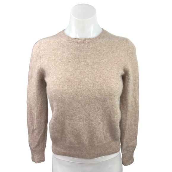 Quince Brown 100% Cashmere Cozy Knit Crew Long Sleeve Pullover Sweater Top Sz S - Picture 1 of 4